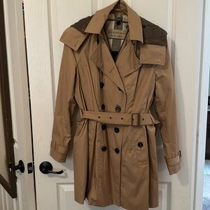 Tan Burberry trench coat with detachable vest